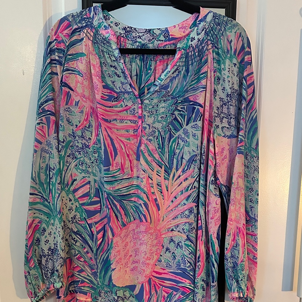 LILLY PULITZER “pineapple” ELSA blouse EUC large
